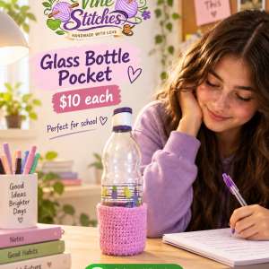 Glass Bottle Pocket – Pink Girl